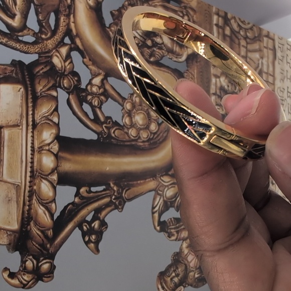 J. Crew Gold and Black Chevron Bangle - Picture 5 of 5